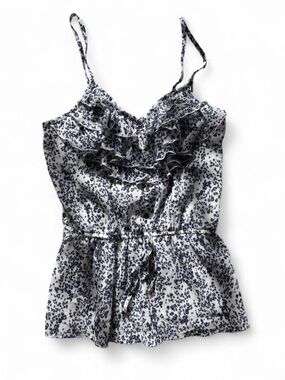 Mudd White Top with Navy Dot Trim